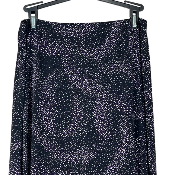 Per Seption Concept Black Stretch Midi Skirt with Purple & White Polka Dots Med. - Picture 3 of 9